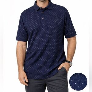 NWT DBK Apparel Polo Shirt 5XL Big & Tall Navy Geometric Cotton Casual Men